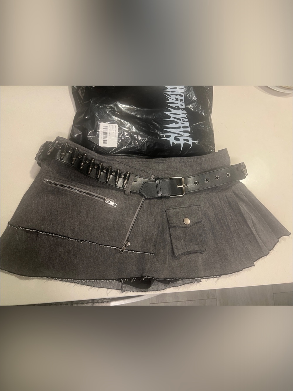 NWT Dolls Kill Darker Wavs Twill Bullet Micro Mini Skort - Size L